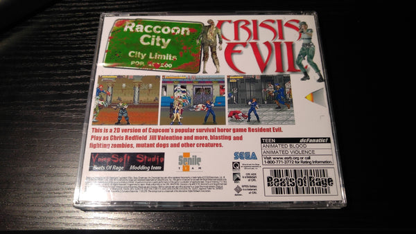 Crisis Evil 1 and 2 Sega Dreamcast reproduction