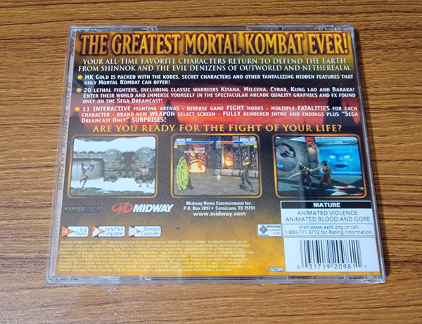 Mortal Kombat Gold Sega Dreamcast Reproduction